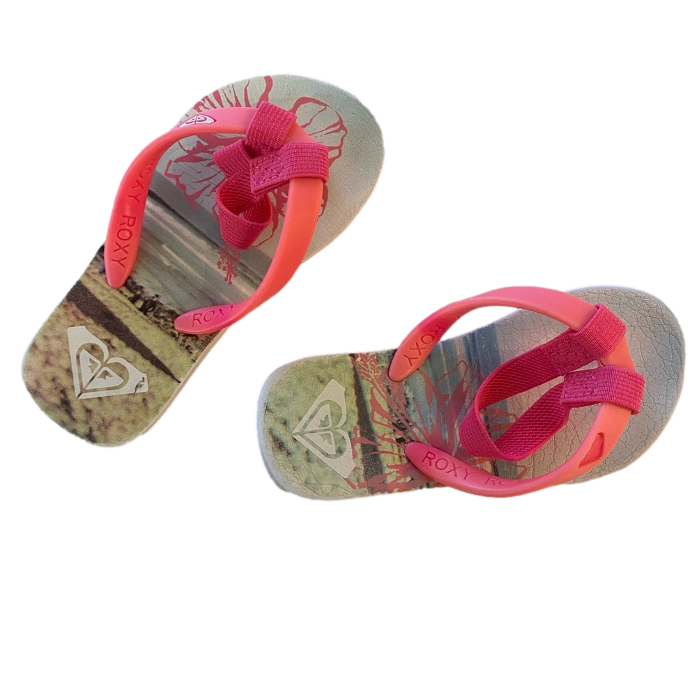 Roxy TW PEBBLES Girls' Flip Flops sz 7-8🌴